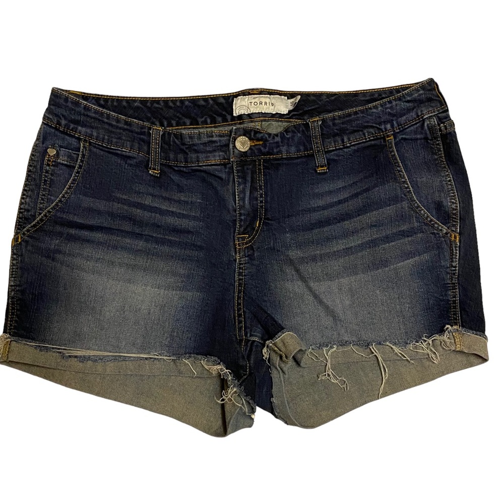 Torrid Frayed Hem Denim Jean Shorts Size 16 Dark Wash